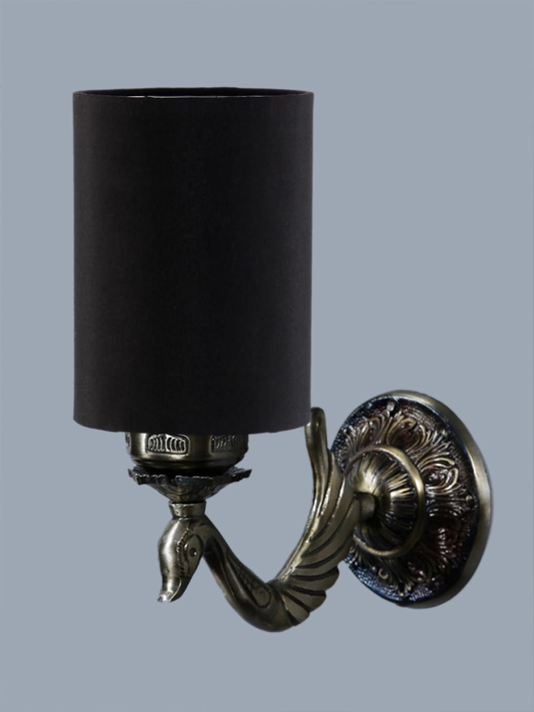 Antique Gold Wall Lamp for Office/Home/Gifting with Cotton Black Shade(8x4.25x11) Inches