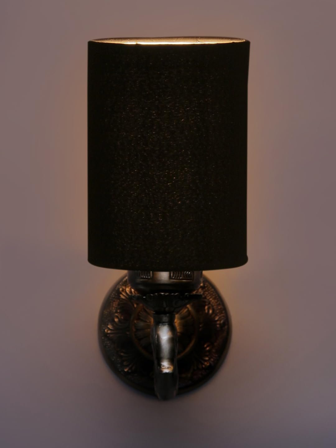 Antique Gold Wall Lamp for Office/Home/Gifting with Cotton Black Shade(8x4.25x11) Inches