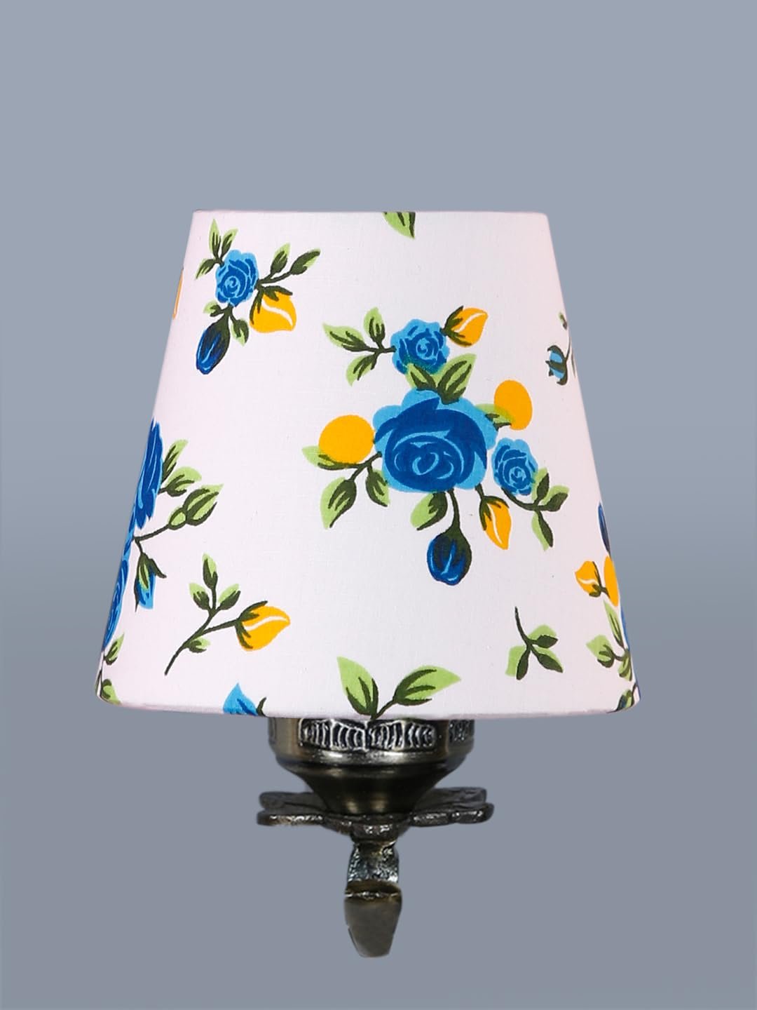 Antique Gold Wall Lamp for Office/Home/Gifting with Cotton conical Printed Shade(7x5.5x9.25) Inches -14