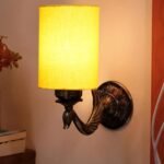 Antique Gold Wall Lamp for Office/Home/Gifting with Cotton Yellow Shade(8×4.25×11) Inches