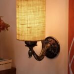 Antique Gold Wall Lamp for Office/Home/Gifting with Jute White Shade(8×4.25×11) Inches -144
