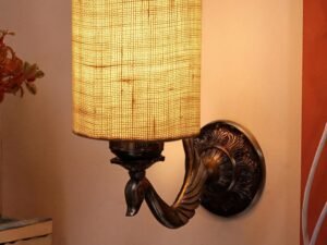 Antique Gold Wall Lamp for Office/Home/Gifting with Jute White Shade(8x4.25x11) Inches -144
