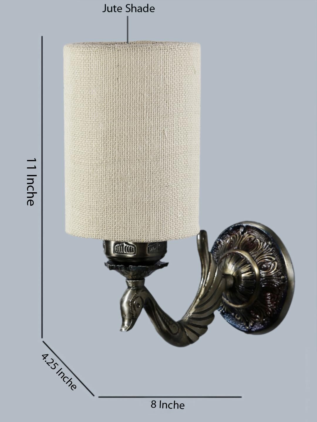 Antique Gold Wall Lamp for Office/Home/Gifting with Jute White Shade(8x4.25x11) Inches -144
