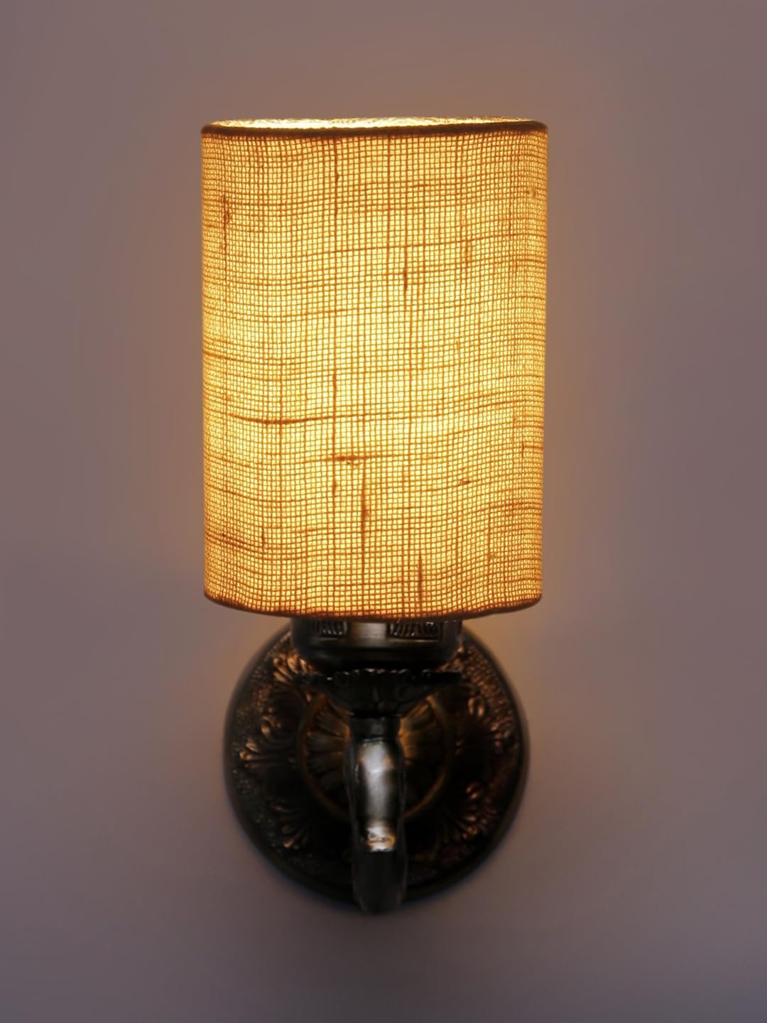 Antique Gold Wall Lamp for Office/Home/Gifting with Jute White Shade(8x4.25x11) Inches -144