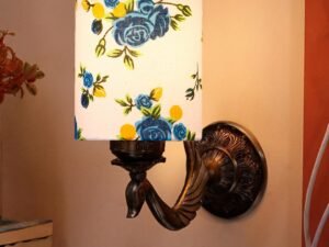 Antique Gold Wall Lamp for Office/Home/Gifting with Cotton Printed Shade(8x4.25x11) Inches -148