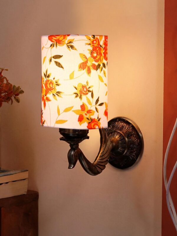 Antique Gold Wall Lamp for Office/Home/Gifting with Cotton Printed Shade(8×4.25×11) Inches -149