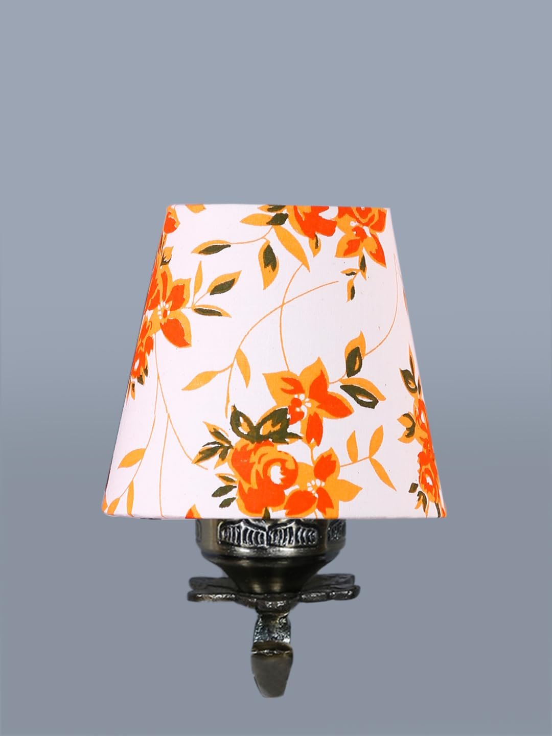 Antique Gold Wall Lamp for Office/Home/Gifting with Cotton conical Printed Shade(7x5.5x9.25) Inches -1587