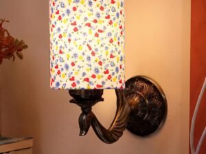 Antique Gold Wall Lamp for Office/Home/Gifting with Cotton Printed Shade(8x4.25x11) Inches -150