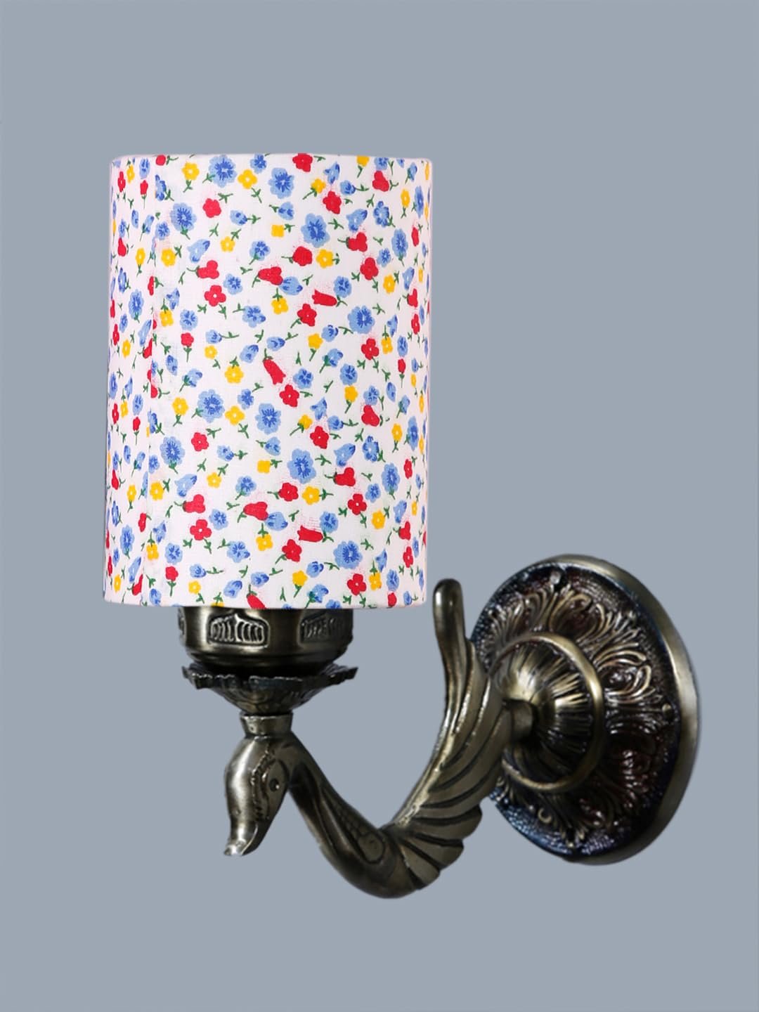 Antique Gold Wall Lamp for Office/Home/Gifting with Cotton Printed Shade(8x4.25x11) Inches -150