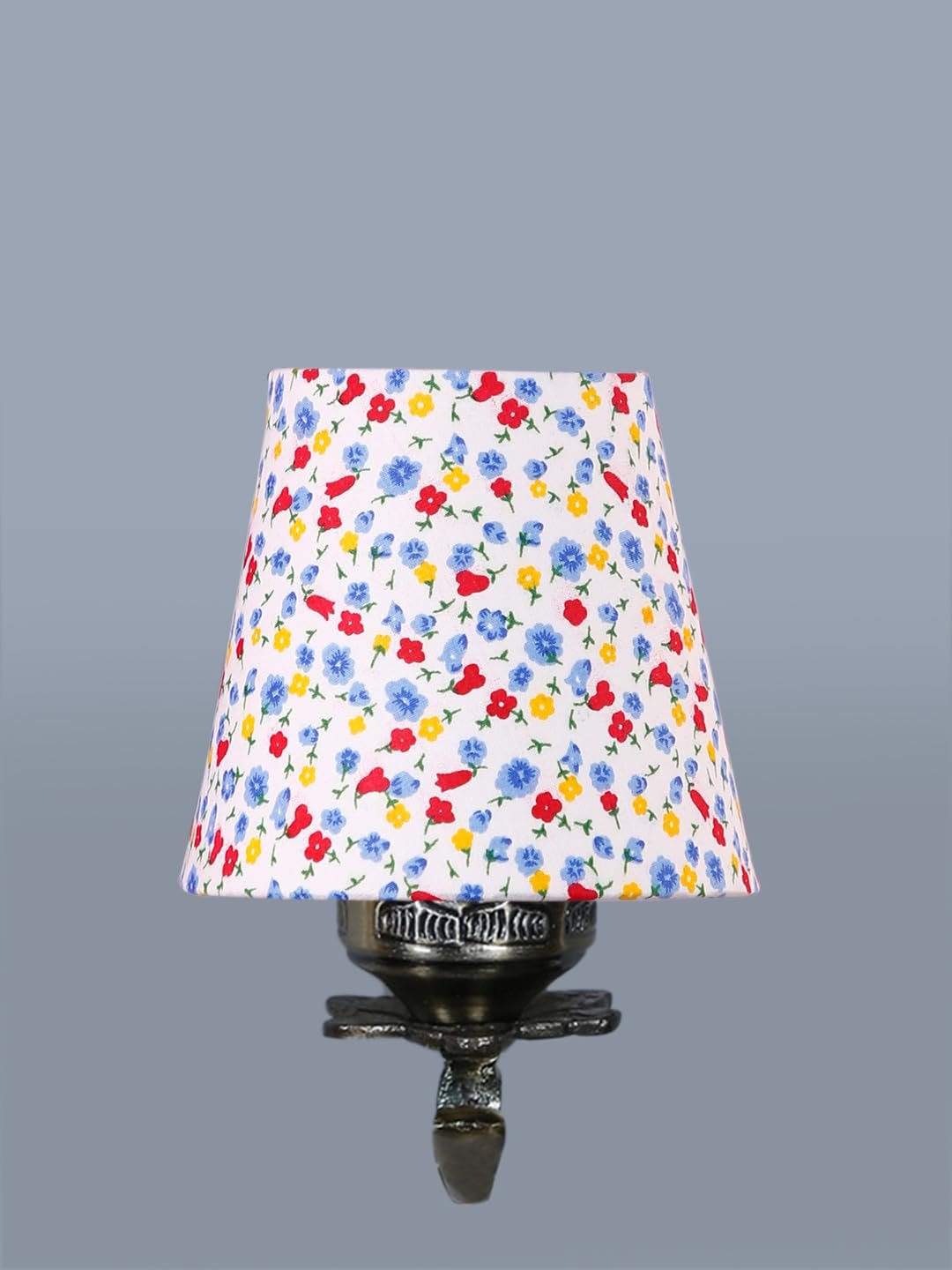 Antique Gold Wall Lamp for Office/Home/Gifting with Cotton conical Printed Shade(7x5.5x9.25) Inches -15