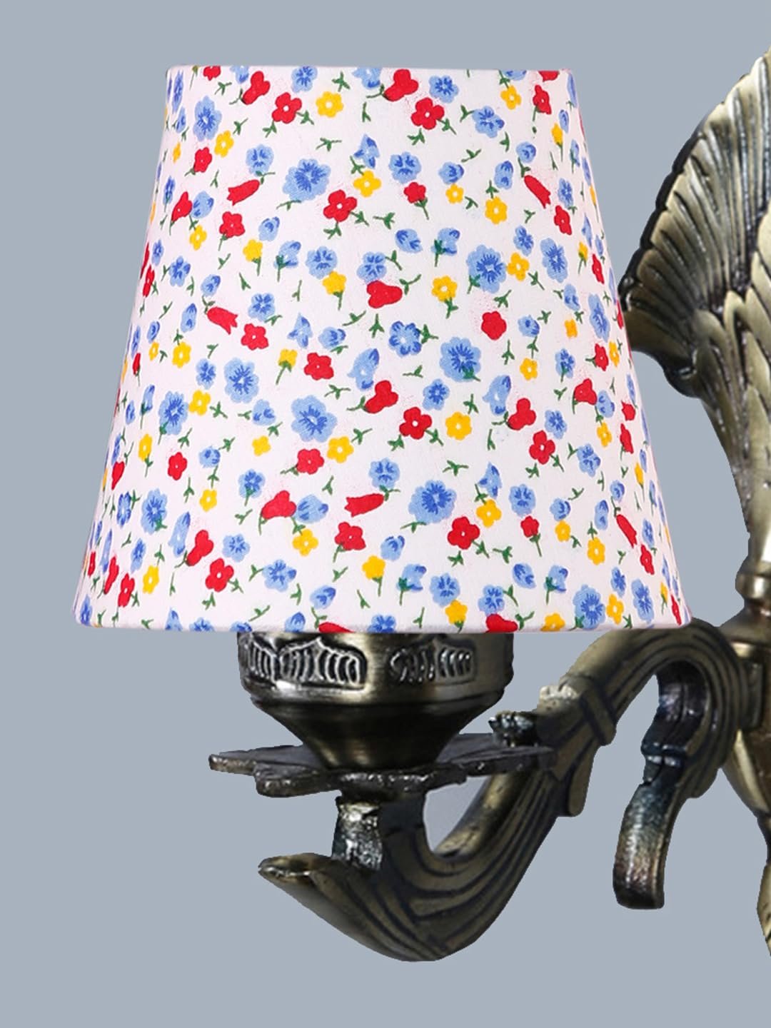 Antique Gold Wall Lamp for Office/Home/Gifting with Cotton conical Printed Shade(7x5.5x9.25) Inches -15