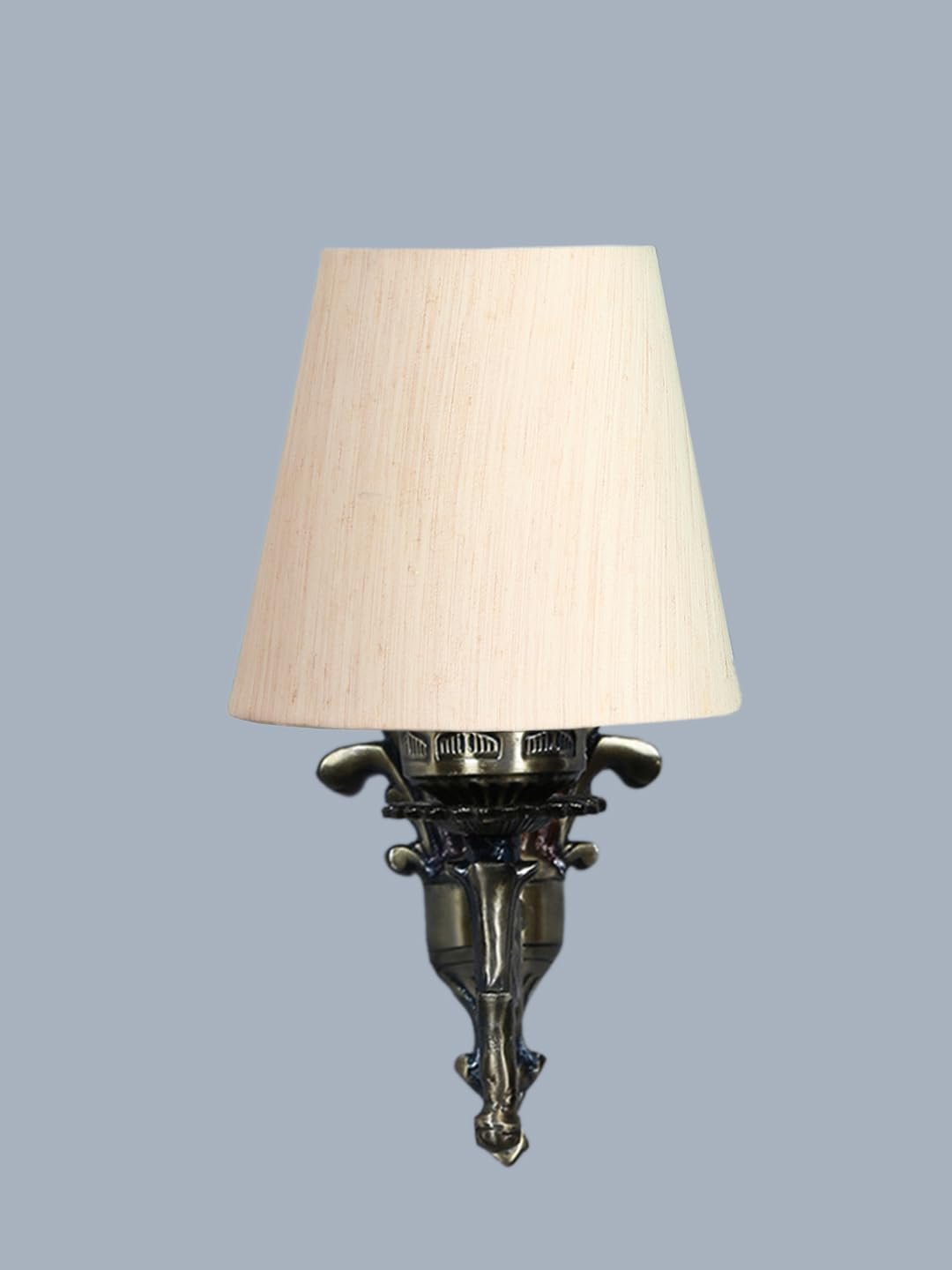 Antique Gold Wall Lamp for Office/Home/Gifting with Cotton conical Off-White Shade(7x5.5x9.25) Inches -16