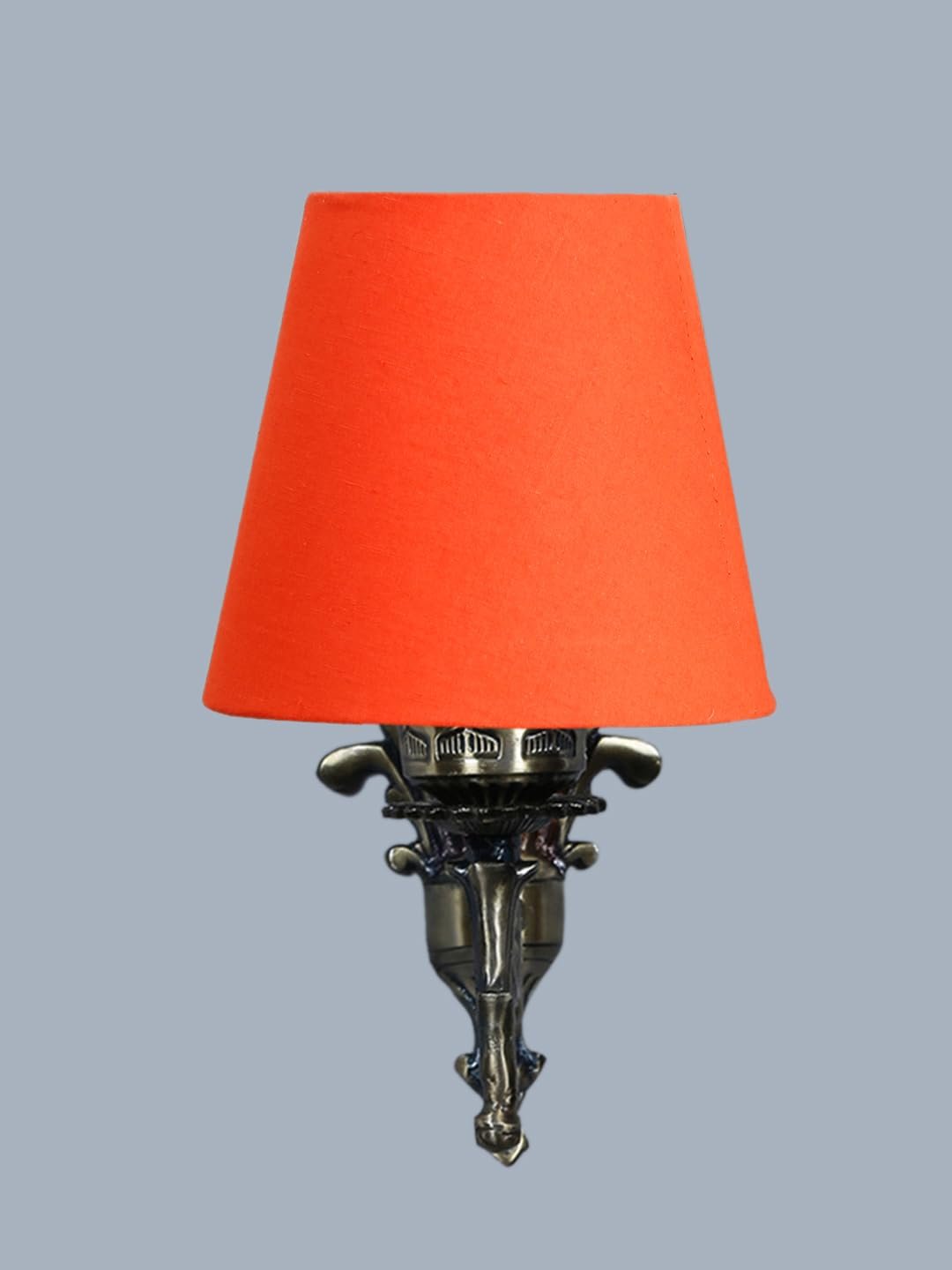Antique Gold Wall Lamp for Office/Home/Gifting with Cotton conical Orange Shade(7x5.5x9.25) Inches -19
