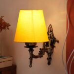 Antique Gold Wall Lamp for Office/Home/Gifting with Cotton conical Yellow Shade(7×5.5×9.25) Inches -20