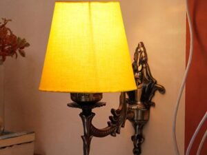 Antique Gold Wall Lamp for Office/Home/Gifting with Cotton conical Yellow Shade(7x5.5x9.25) Inches -20