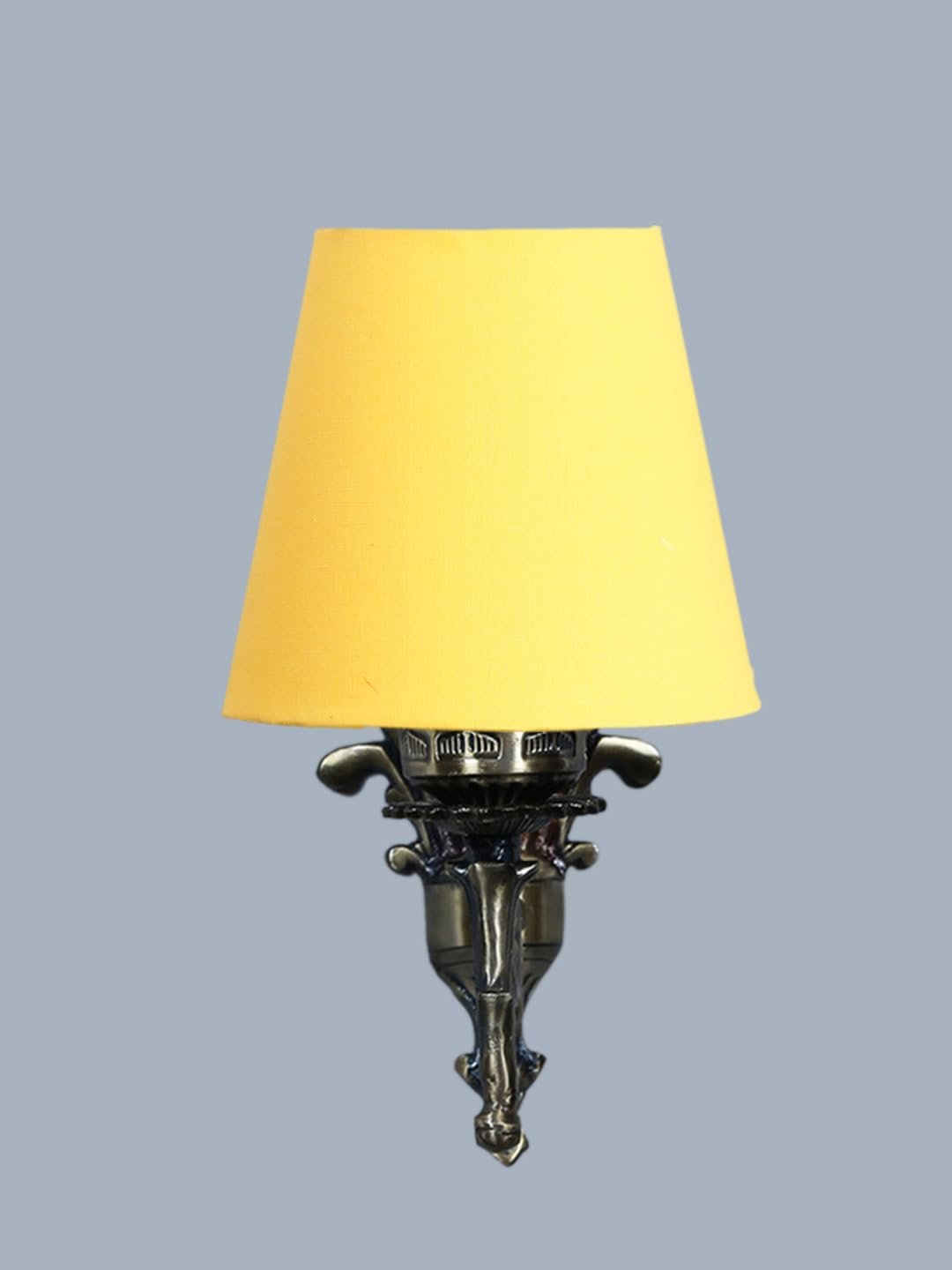 Antique Gold Wall Lamp for Office/Home/Gifting with Cotton conical Yellow Shade(7x5.5x9.25) Inches -20