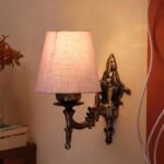 Antique Gold Wall Lamp for Office/Home/Gifting with Cotton conical Grey Shade(7×5.5×9.25) Inches -21