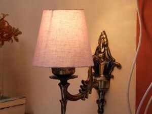 Antique Gold Wall Lamp for Office/Home/Gifting with Cotton conical Grey Shade(7x5.5x9.25) Inches -21