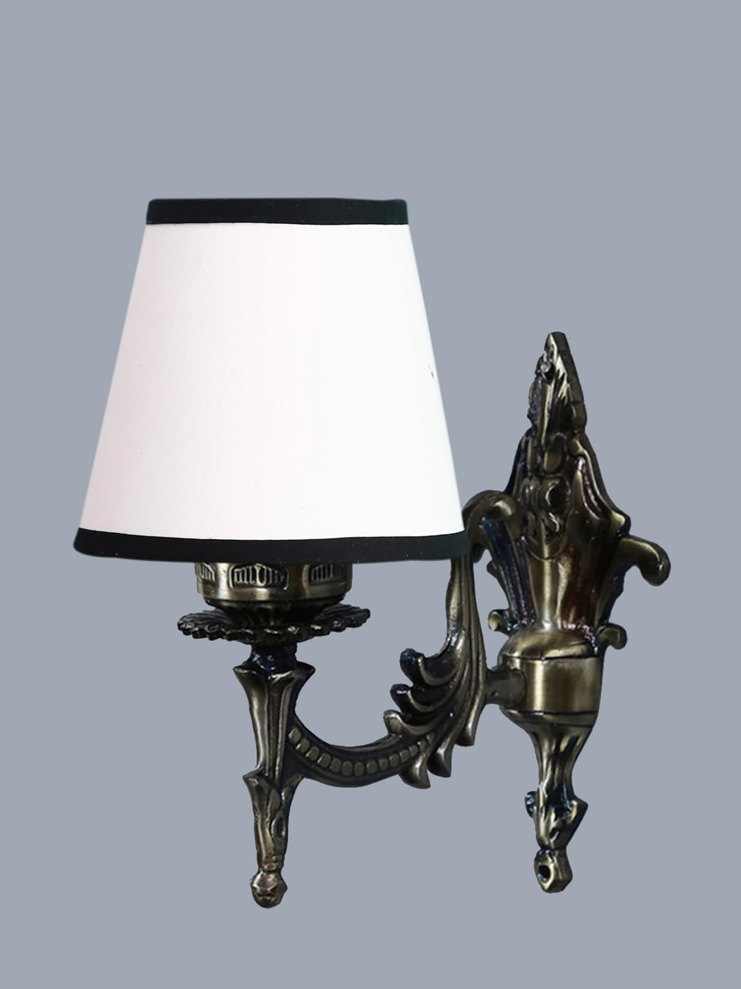 Antique Gold Wall Lamp for Office/Home/Gifting with Cotton conical White & Black Shade(7x5.5x9.25) Inches -22
