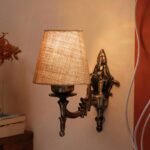Antique Gold Wall Lamp for Office/Home/Gifting with Jute conical Beige Shade(7×5.5×9.25) Inches -23