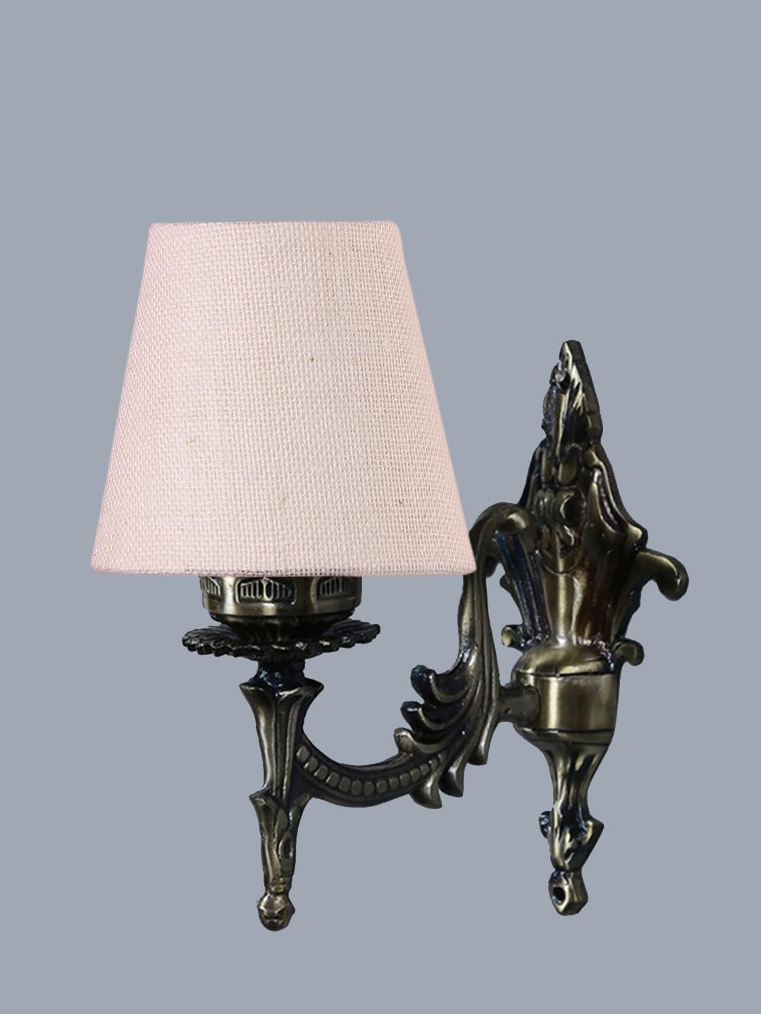 Antique Gold Wall Lamp for Office/Home/Gifting with Jute conical White Shade(7x5.5x9.25) Inches -24
