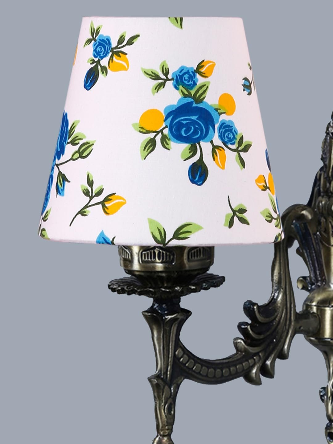 Antique Gold Wall Lamp for Office/Home/Gifting with Cotton conical Printed Shade(7x5.5x9.25) Inches -28