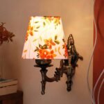 Antique Gold Wall Lamp for Office/Home/Gifting with Cotton conical Printed Shade(7×5.5×9.25) Inches -29