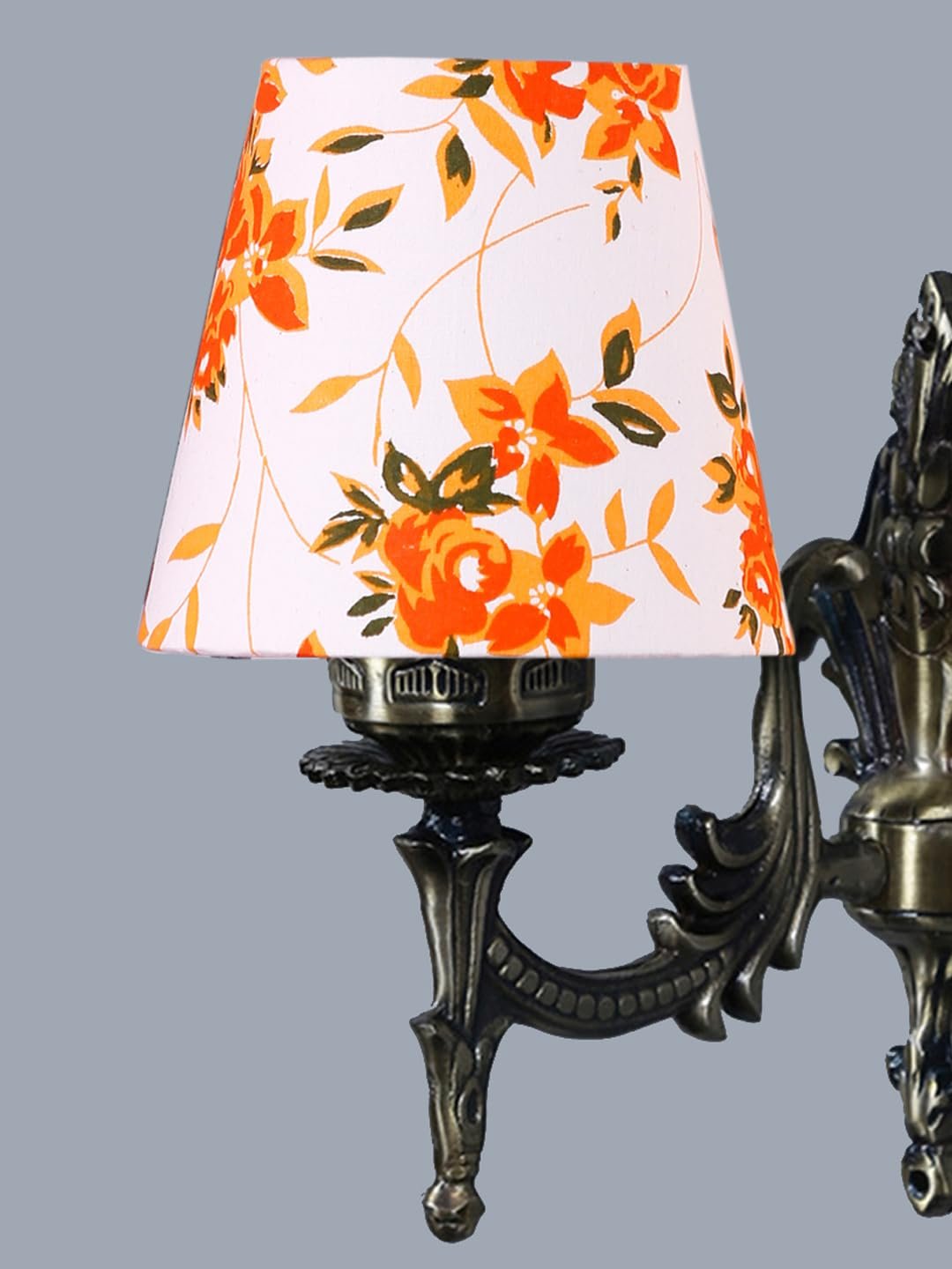 Antique Gold Wall Lamp for Office/Home/Gifting with Cotton conical Printed Shade(7x5.5x9.25) Inches -29