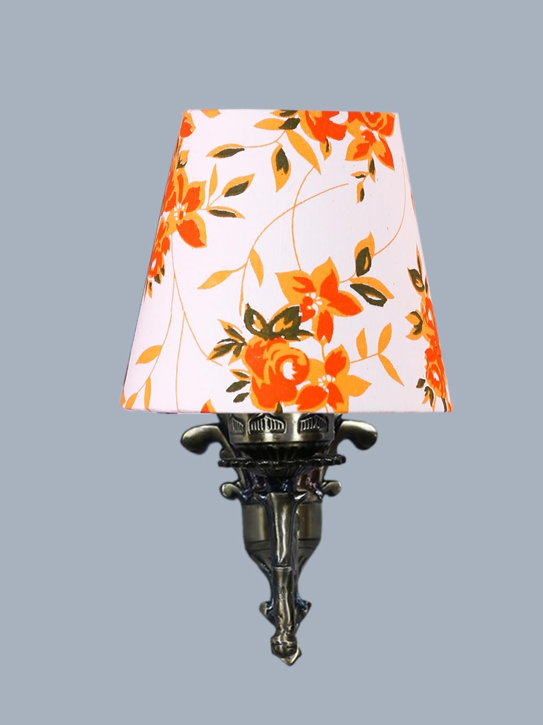 Antique Gold Wall Lamp for Office/Home/Gifting with Cotton conical Printed Shade(7x5.5x9.25) Inches -29