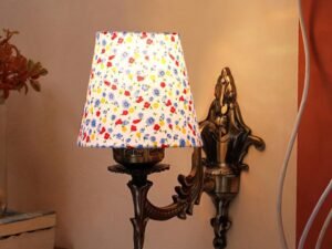 Antique Gold Wall Lamp for Office/Home/Gifting with Cotton conical Printed Shade(7x5.5x9.25) Inches -30