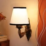 Antique Gold Fish Wall Lamp for Office/Home/Gifting with Cotton conical White & Black Shade(7×5.5×9.25) Inches -37