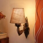 Antique Gold Fish Wall Lamp for Office/Home/Gifting with Jute conical Beige Shade(7×5.5×9.25) Inches