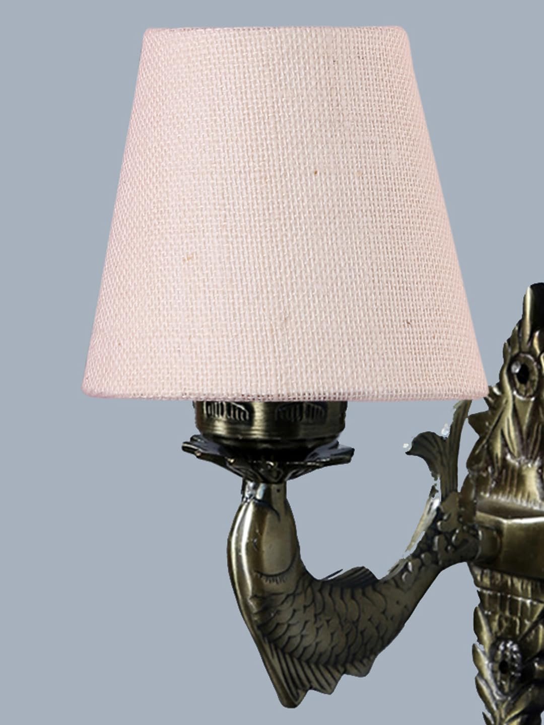 Antique Gold Fish Wall Lamp for Office/Home/Gifting with Jute conical White Shade(7x5.5x9.25) Inches