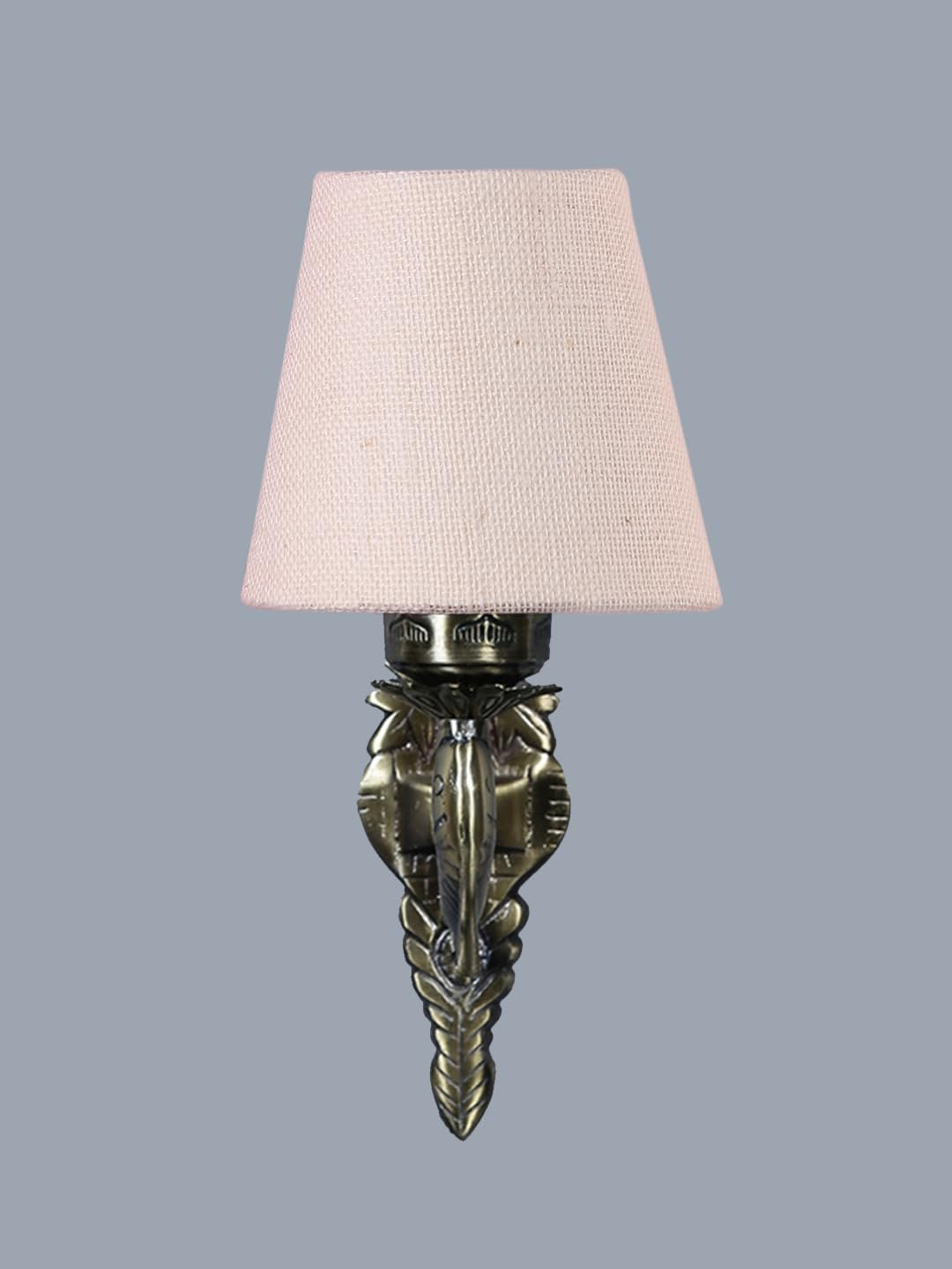 Antique Gold Fish Wall Lamp for Office/Home/Gifting with Jute conical White Shade(7x5.5x9.25) Inches