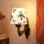 Antique Gold Fish Wall Lamp for Office/Home/Gifting with Cotton conical Printed Shade(7×5.5×9.25) Inches -43