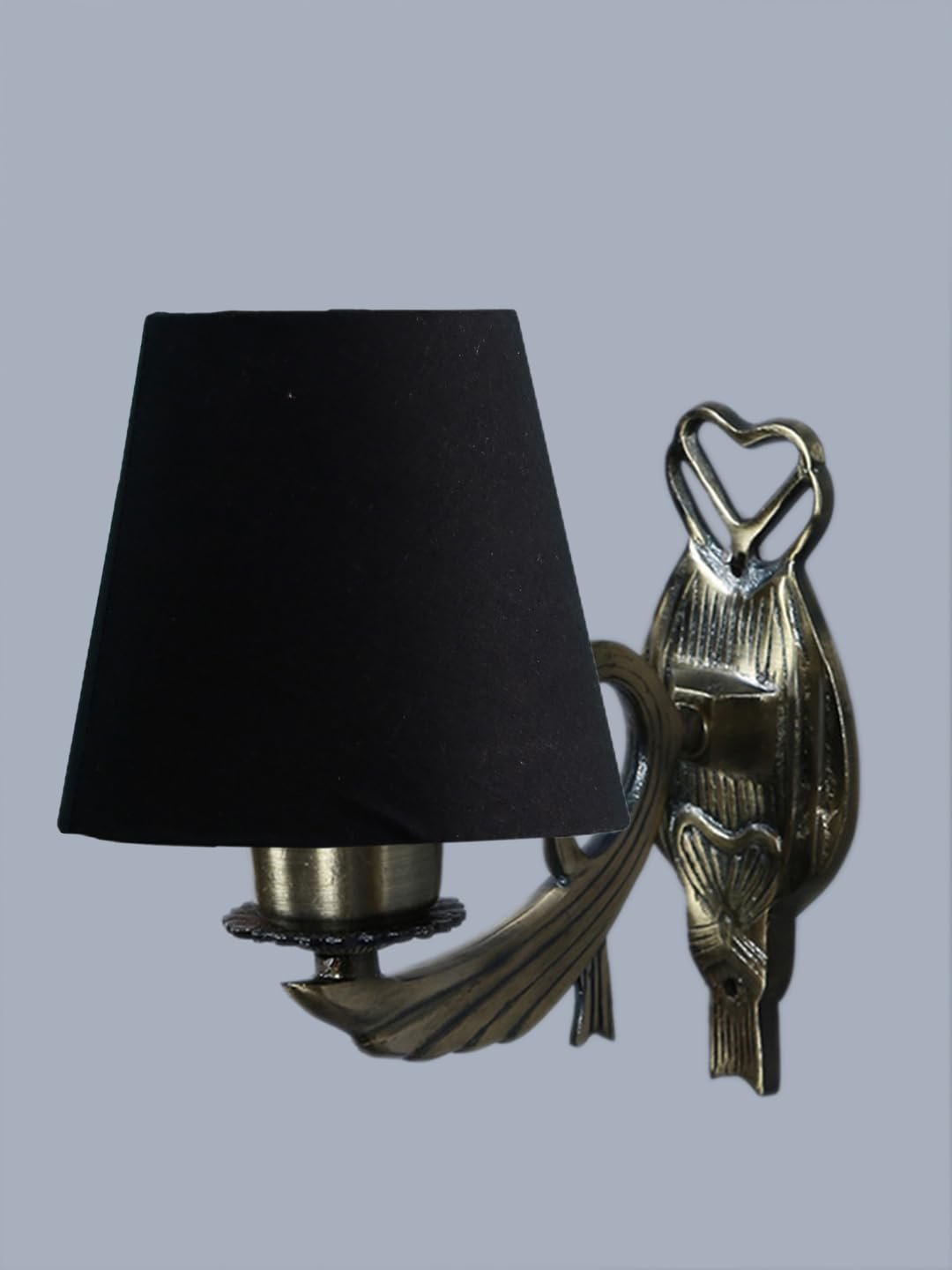 Antique Gold Wall Lamp for Office/Home/Gifting with Cotton conical Black Shade(7x5.5x9.25) Inches