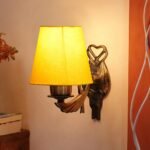 Antique Gold Wall Lamp for Office/Home/Gifting with Cotton conical Yellow Shade(7×5.5×9.25) Inches