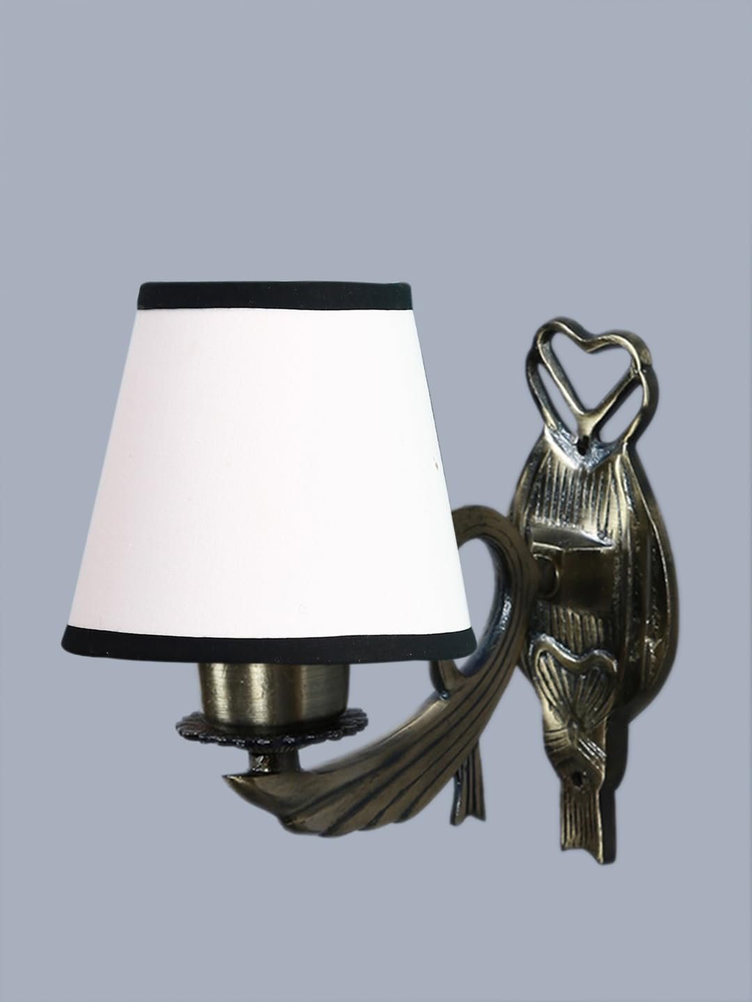 Antique Gold Wall Lamp for Office/Home/Gifting with Cotton conical White & Black Shade(7x5.5x9.25) Inches -52