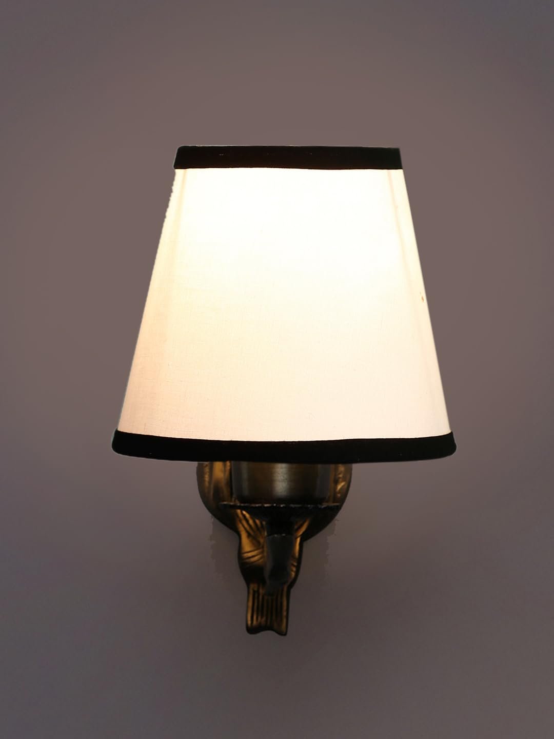 Antique Gold Wall Lamp for Office/Home/Gifting with Cotton conical White & Black Shade(7x5.5x9.25) Inches -52