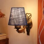 Antique Gold Wall Lamp for Office/Home/Gifting with Jute conical Blue Shade(7×5.5×9.25) Inches