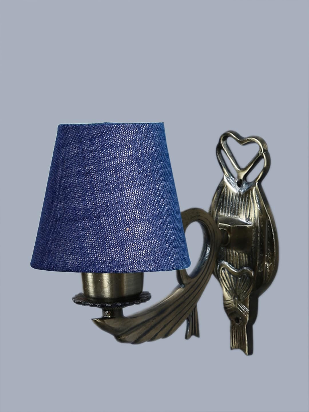 Antique Gold Wall Lamp for Office/Home/Gifting with Jute conical Blue Shade(7x5.5x9.25) Inches