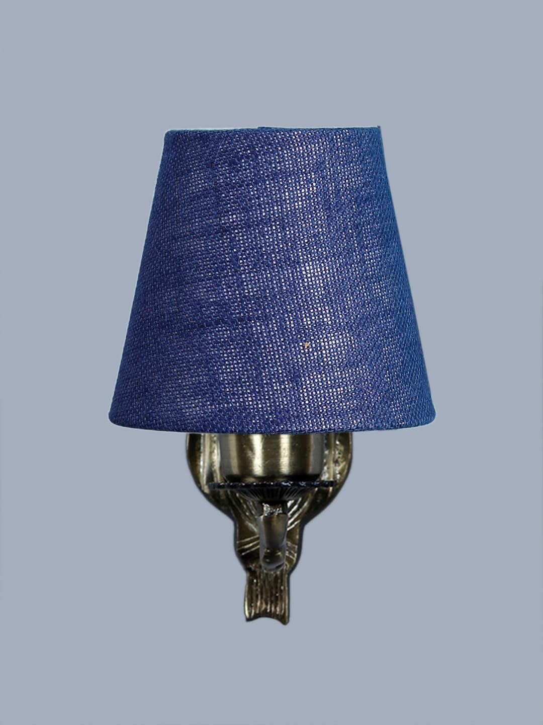 Antique Gold Wall Lamp for Office/Home/Gifting with Jute conical Blue Shade(7x5.5x9.25) Inches