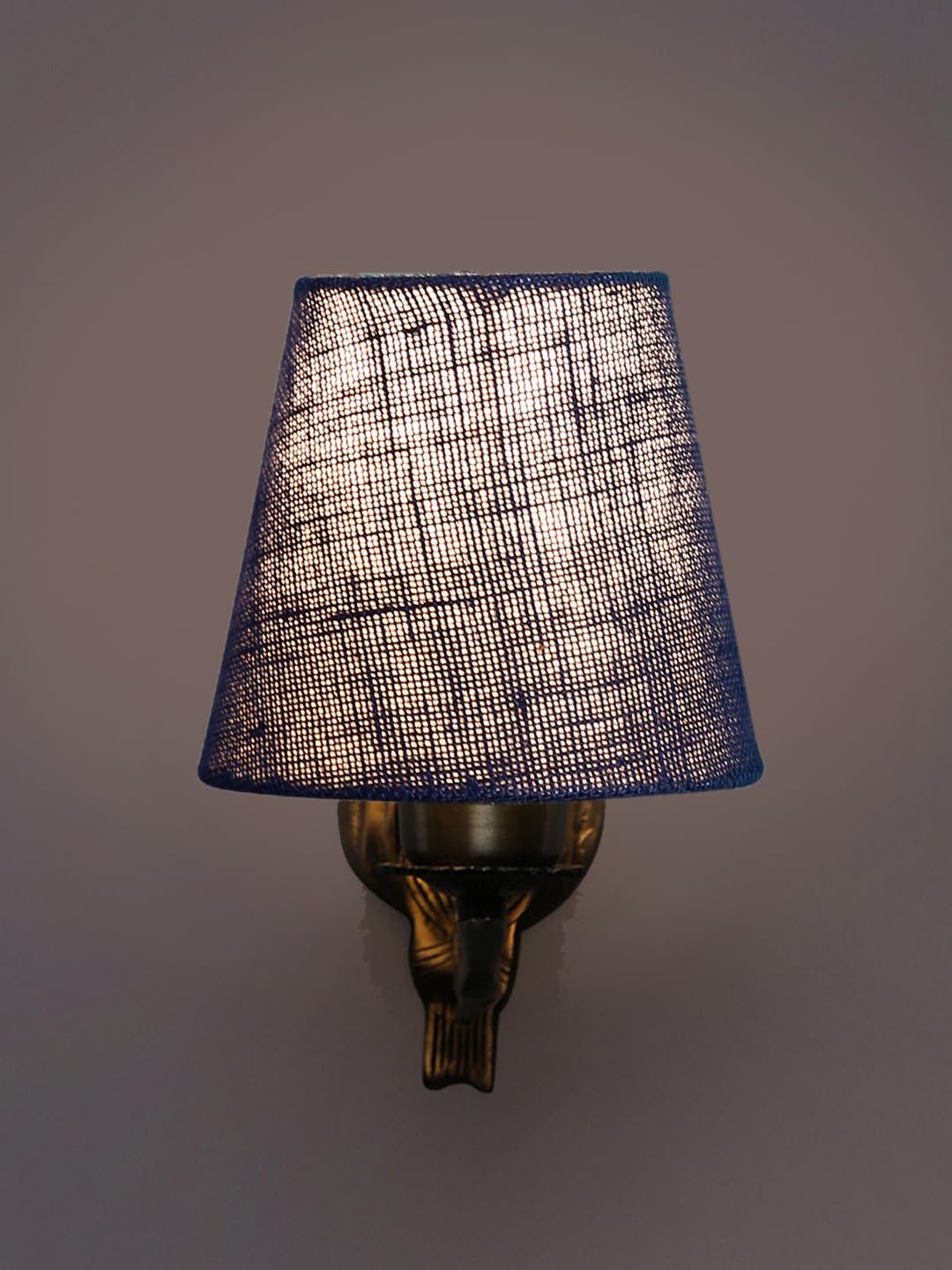 Antique Gold Wall Lamp for Office/Home/Gifting with Jute conical Blue Shade(7x5.5x9.25) Inches