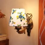 Antique Gold Wall Lamp for Office/Home/Gifting with Cotton conical Printed Shade(7×5.5×9.25) Inches -58