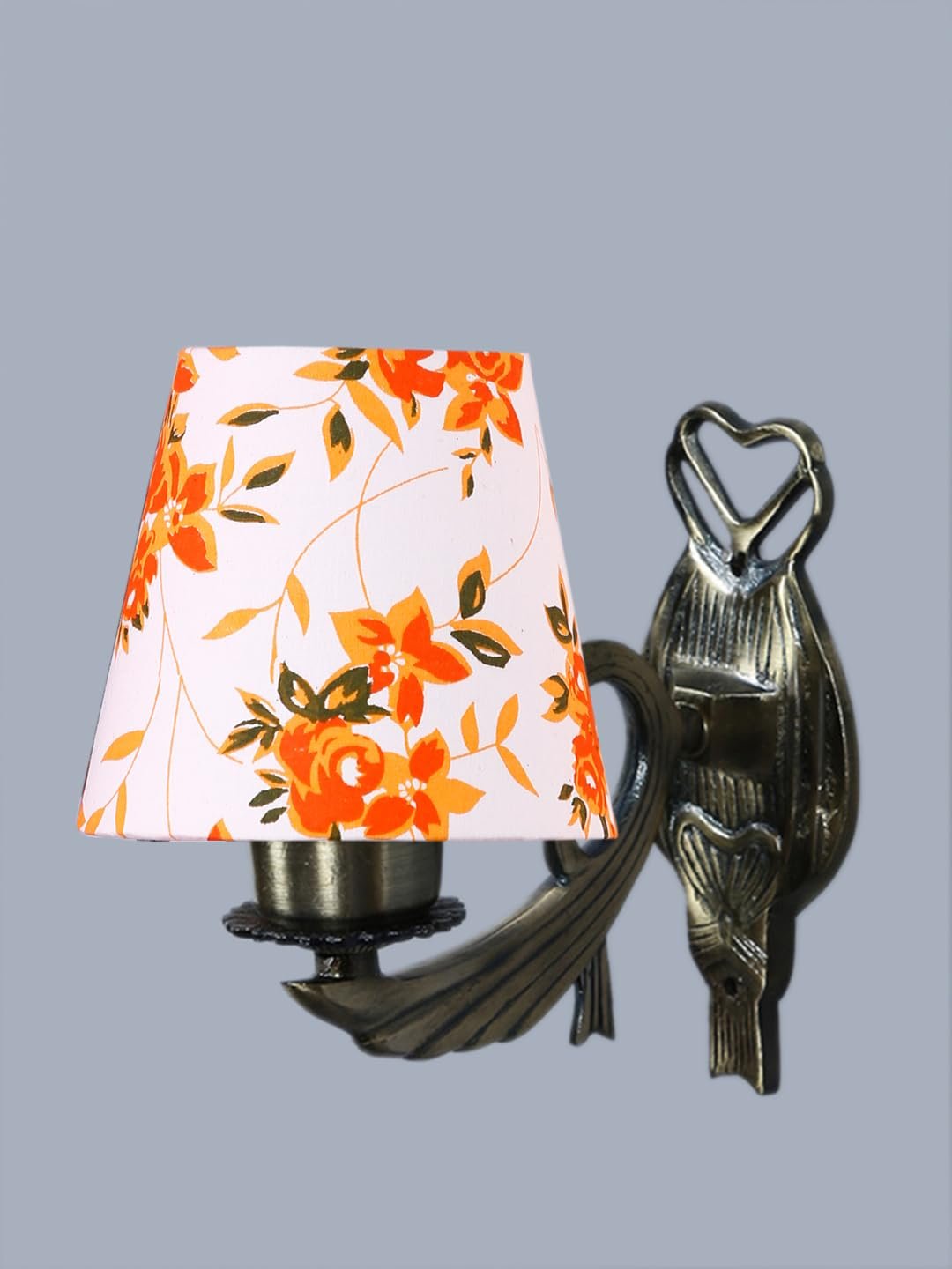 Antique Gold Wall Lamp for Office/Home/Gifting with Cotton conical Printed Shade(7x5.5x9.25) Inches -59