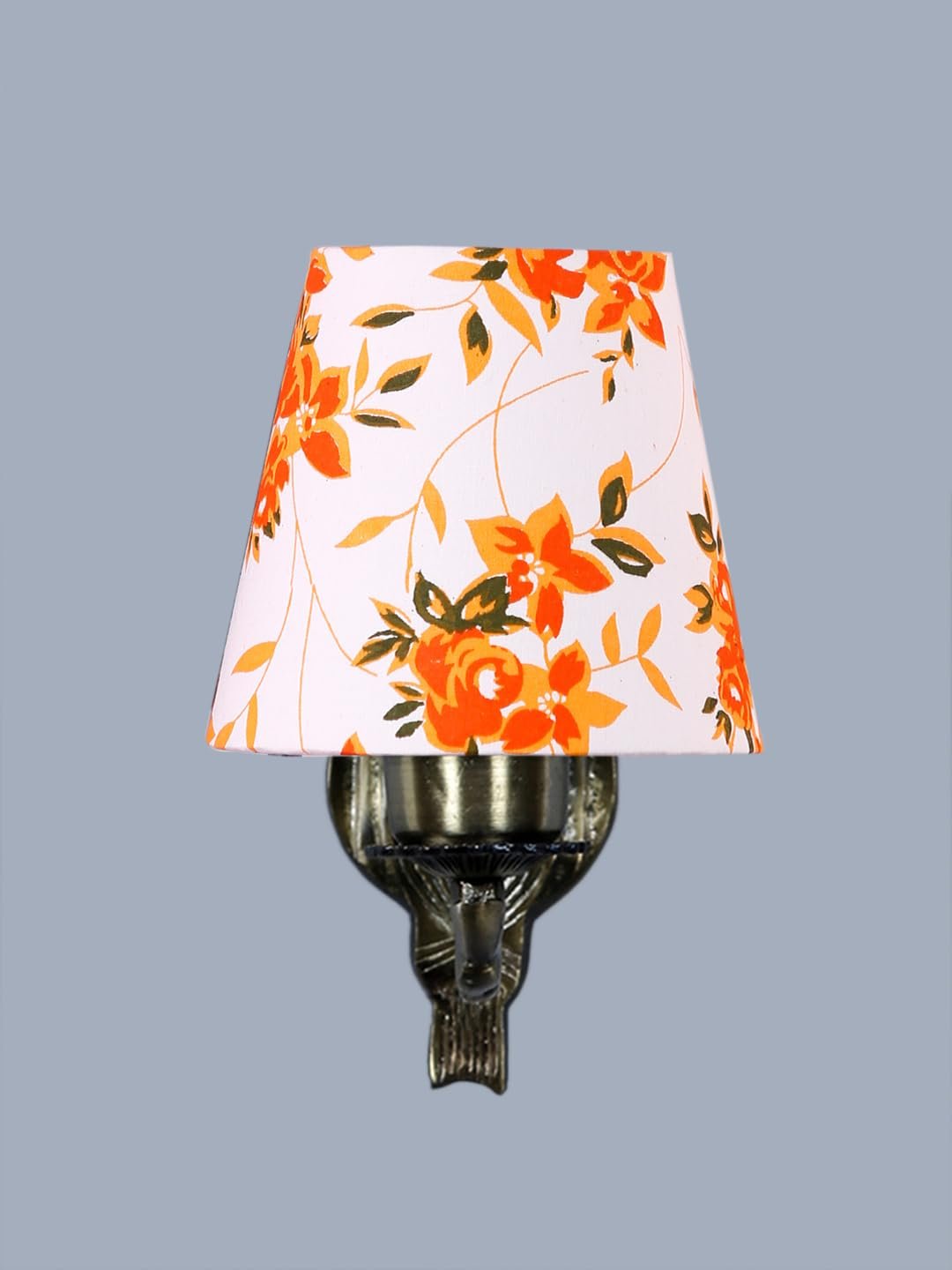 Antique Gold Wall Lamp for Office/Home/Gifting with Cotton conical Printed Shade(7x5.5x9.25) Inches -59