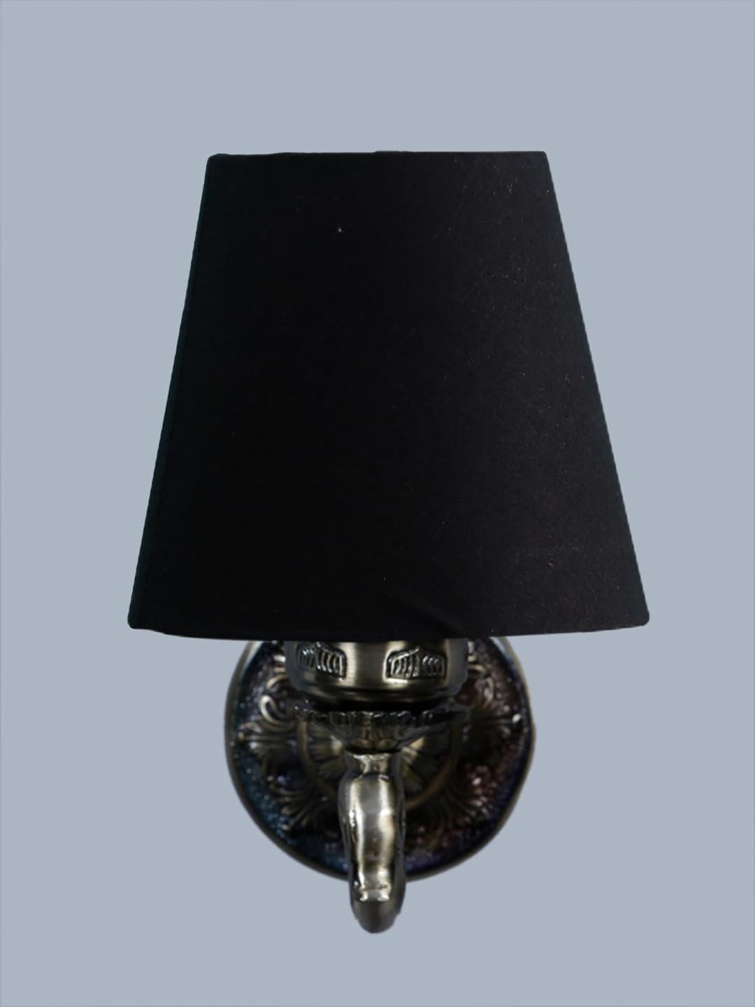 Antique Gold Wall Lamp for Office/Home/Gifting with Cotton conical Black Shade(7x5.5x9.25) Inches -62
