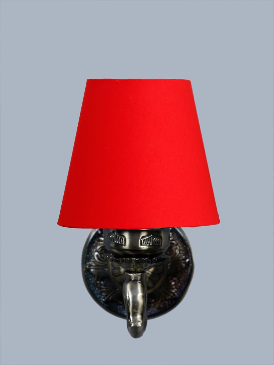 Antique Gold Wall Lamp for Office/Home/Gifting with Cotton conical Red Shade(7x5.5x9.25) Inches -63