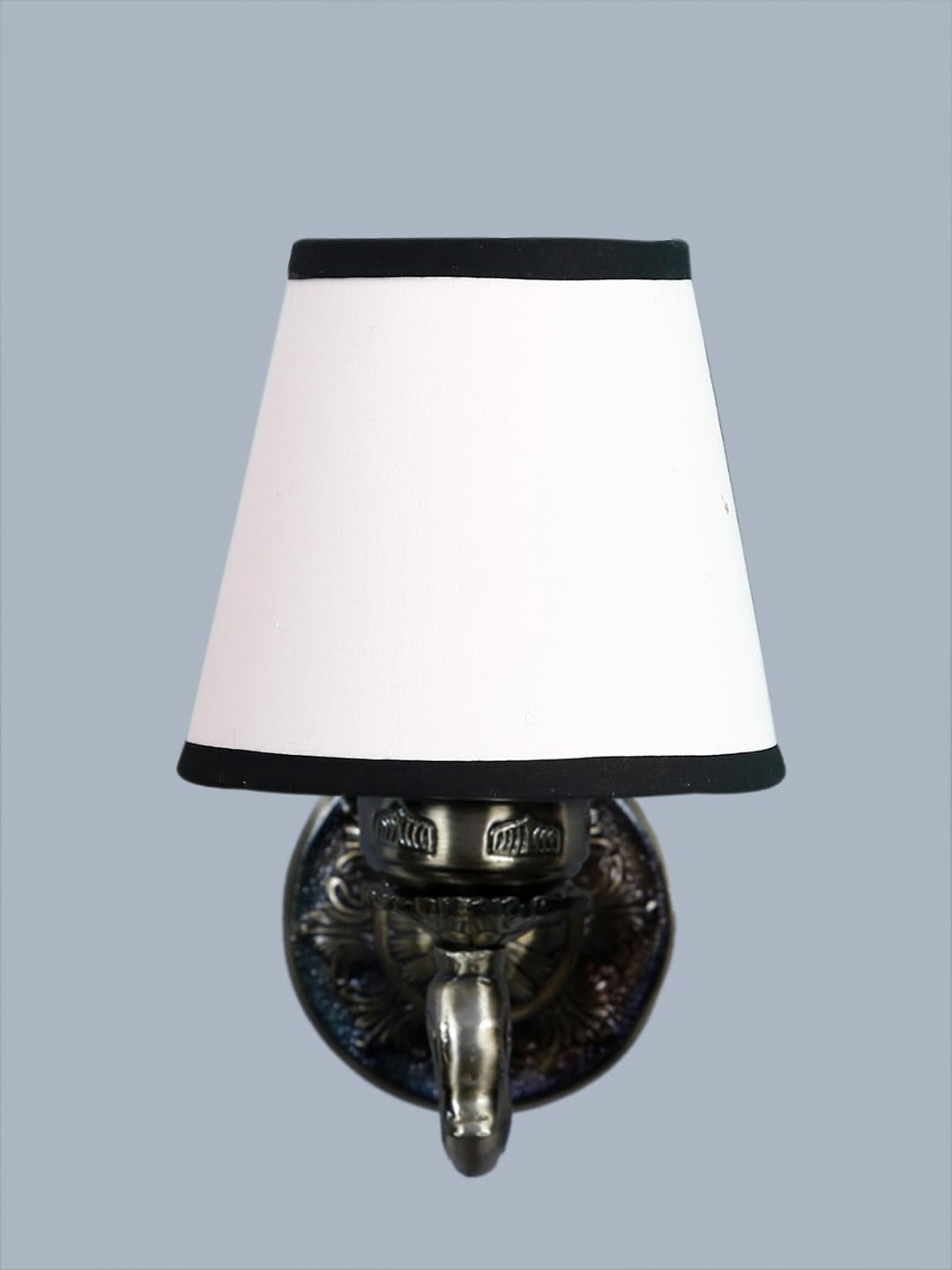 Antique Gold Wall Lamp for Office/Home/Gifting with Cotton conical White & Black Shade(7x5.5x9.25) Inches -66