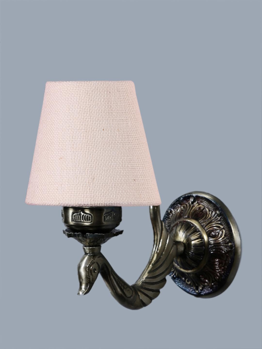 Antique Gold Wall Lamp for Office/Home/Gifting with Jute conical White Shade(7x5.5x9.25) Inches-68